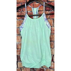 Ivivva by Lululemon Double Dutch Tank Top Size Girls 14 Mint Green Blue